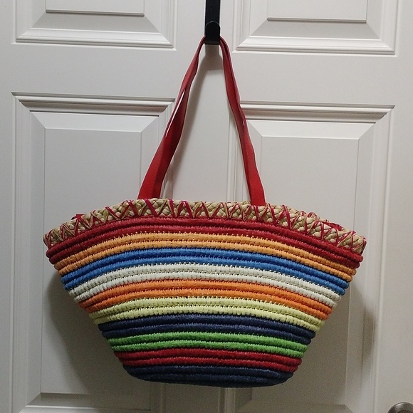 Sun And Sand Handbags - Sun N Sand Vibrant Multicolor Woven Tote Bag